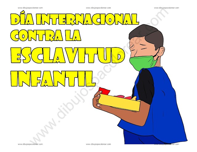 Día Internacional contra la Esclavitud Infantil dibujo a color y para colorear
